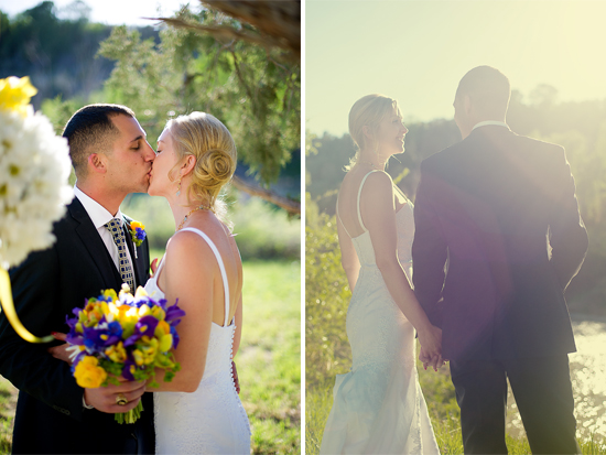 Loving couple kissing on wedding day