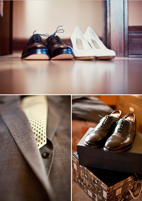 Elegant wedding shoes and suit details