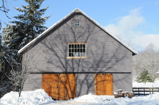 A Catskills Wedding Barn Pictured in the Snow