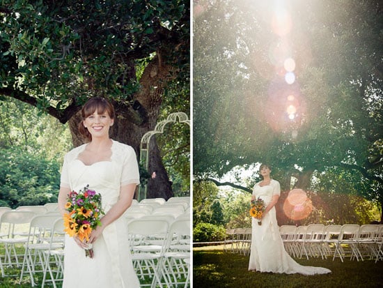 bridal portrait under oak tree with sun bursts