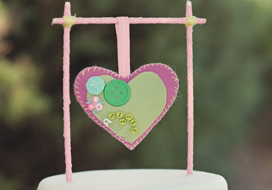 Do It Yourself Two Sided Felt Heart Pillow Cake Topper