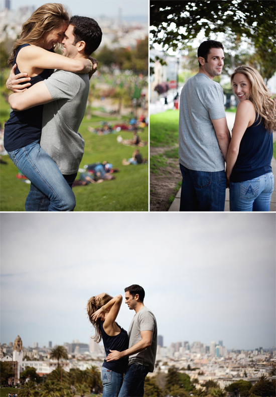 Romantic couple in San Francisco, enjoying love and a beautiful view