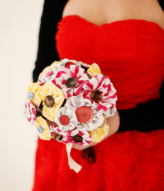 Fabric and Buttons Do It Yourself Wedding Bouquets