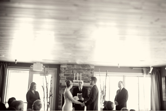 Bride and groom exchanging vows at wedding ceremony