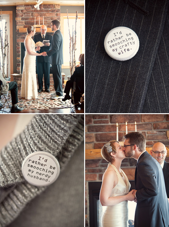 Wedding buttons: I'd rather be smooching my [nerdy/crafty] [husband/wife]