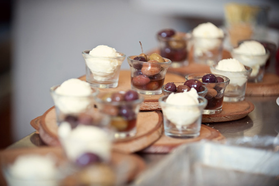 Marinated olives and creamy cheese appetizer