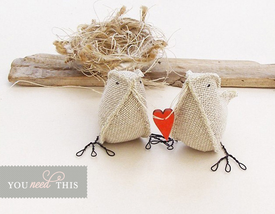 You Need This Burlap Bird Cake Topper