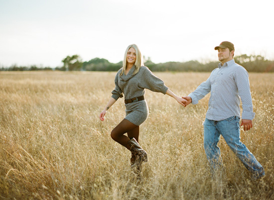 An Engagement in an Open Field from Stephanie Hunter Photography