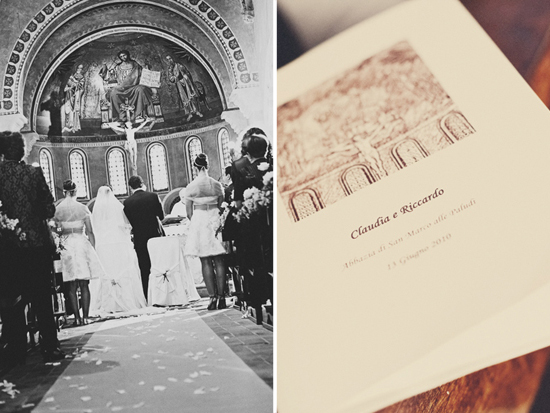 Wedding ceremony in Abbazia di San Marco Rome Italy