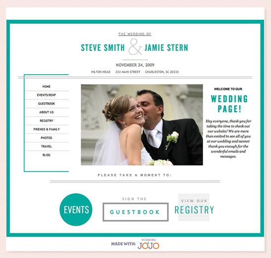 Customized Wedding Websites From Wedding JoJo