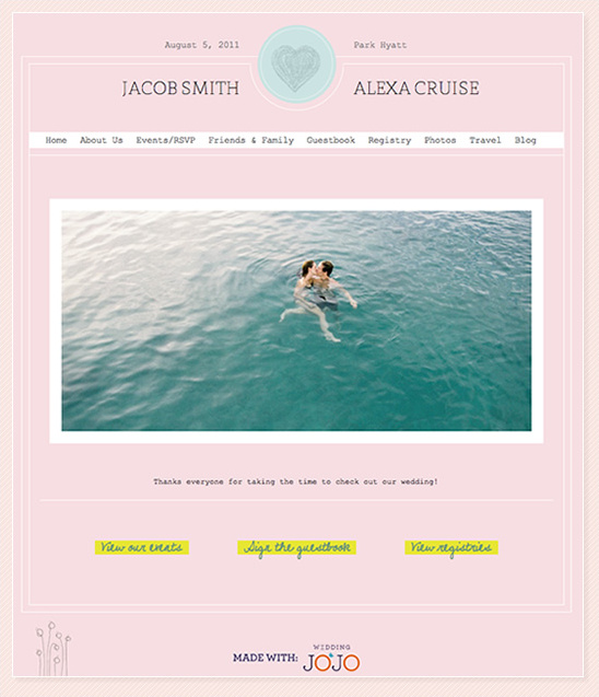 Customized Wedding Websites From Wedding JoJo