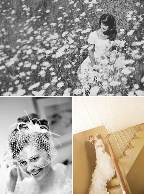 Happy bride in wedding dress