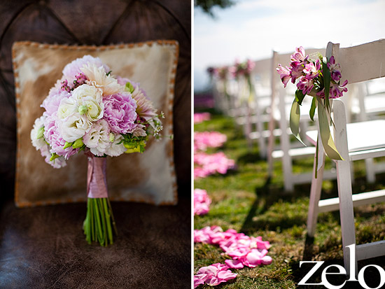Pretty pink wedding flowers and bouquets