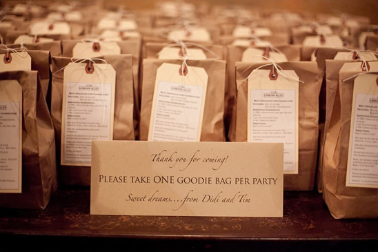 Brown goodie bags, party favors