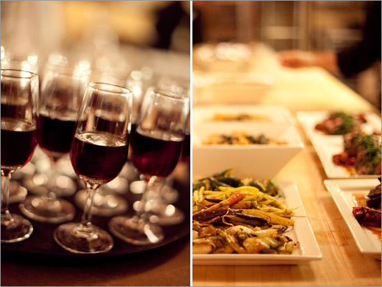 Elegant dinner party with wine and gourmet dishes