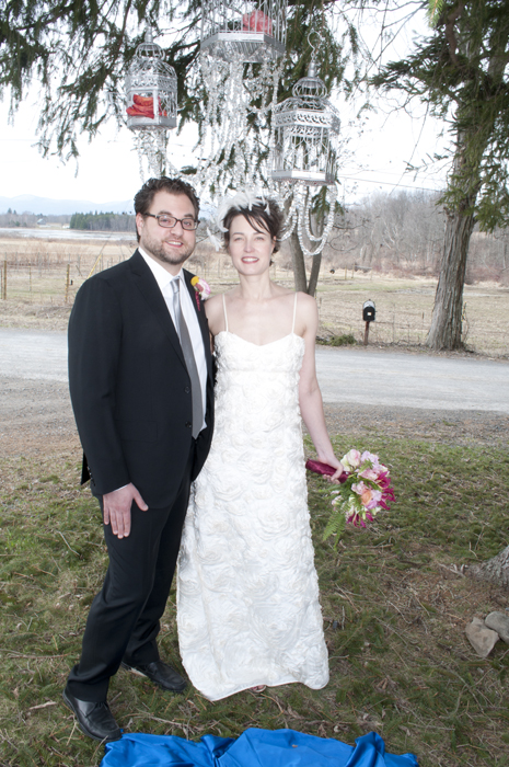Couple in wedding attire, happy wedding day