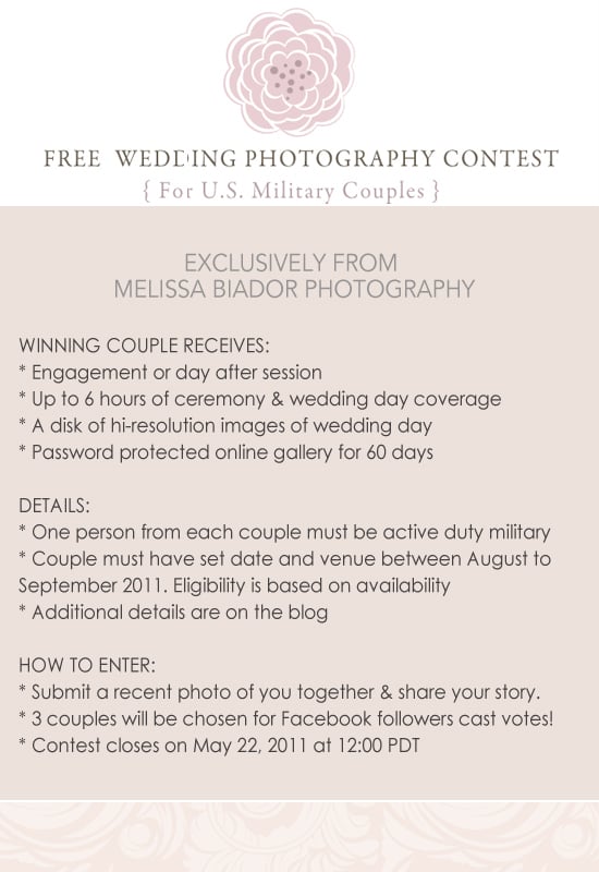 FREE Wedding Photography Contest for Military Couples!
