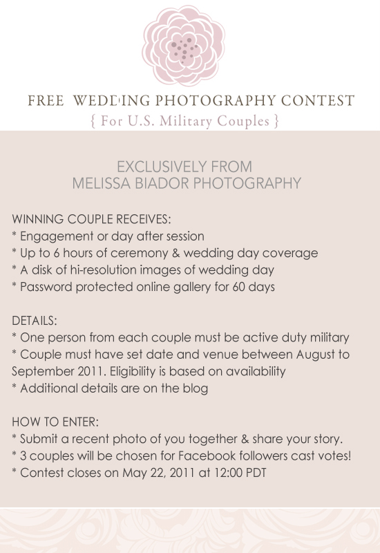 FREE Wedding Photography Contest for Military Couples!