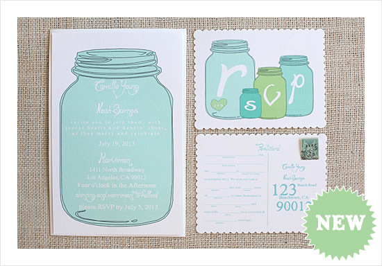 New Mason Jar Wedding Invitation Suite