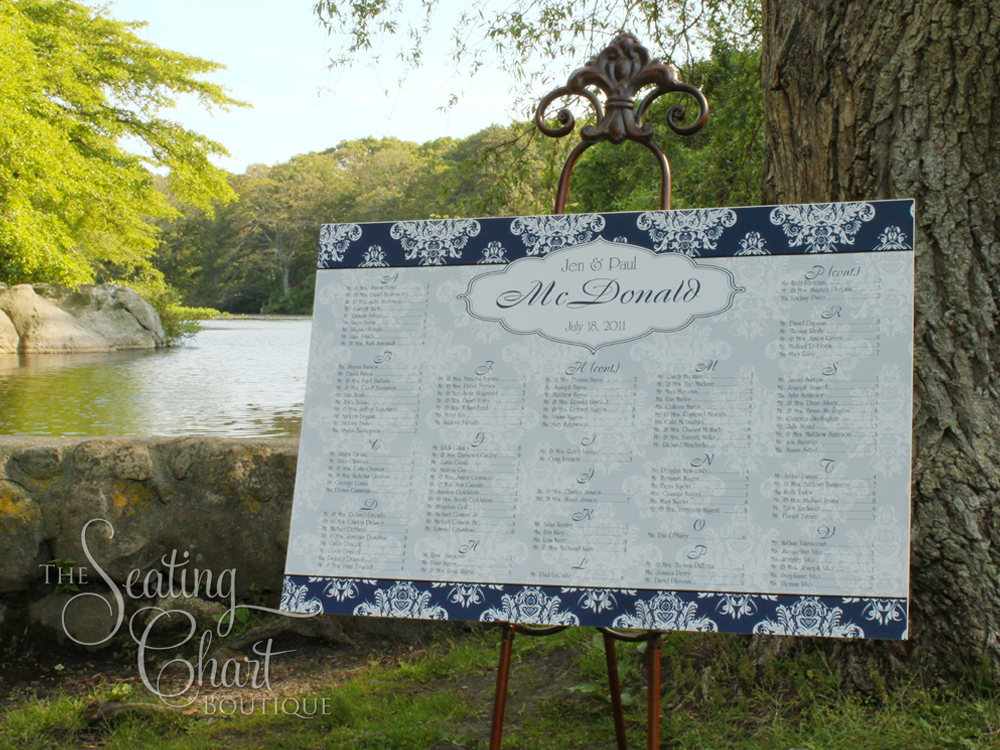 Wedding seating chart for Jen & Paul Mc Donald