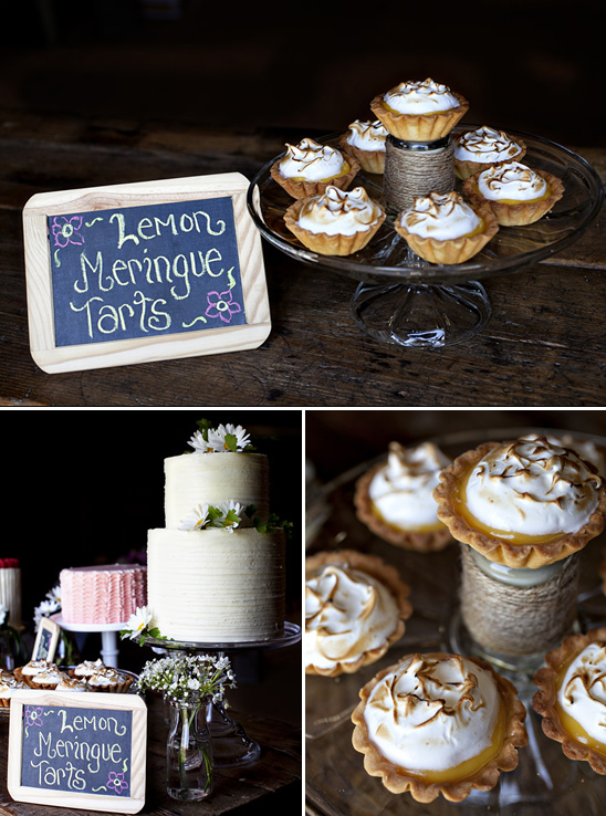 Delicious lemon meringue tarts on display