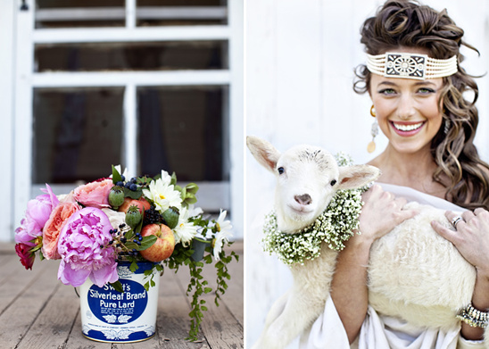Bride with Lamb and Flowers in a Pure Lard Canister