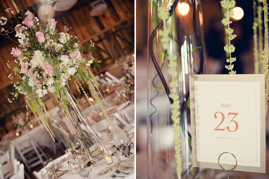 Elegant wedding centerpiece with table number 23