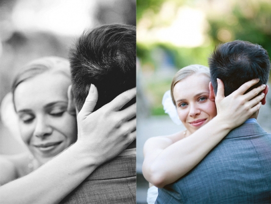 Loving couple embracing, wedding day