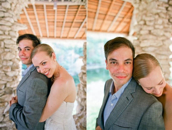 Happy couple embracing outdoors
