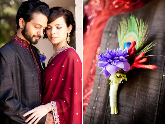 Bride and groom in traditional Indian wedding attire