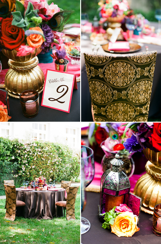 Elegant outdoor wedding reception decor and table settings