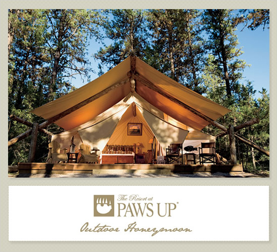 Luxury glamping tent at Paws Up Outdoor Honeymoon