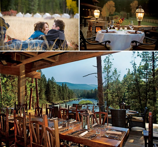 Couple relaxing outdoors, scenic dining