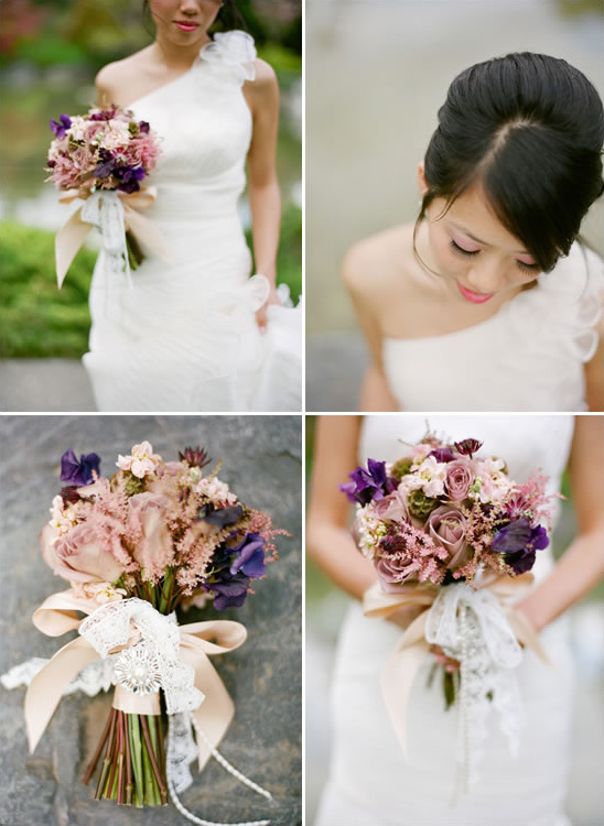 Elegant purple and pink bridal bouquet