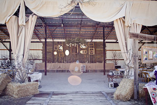 Rustic barn wedding reception venue decor
