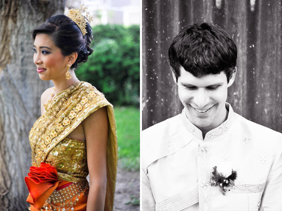 Bride and groom in traditional wedding attire