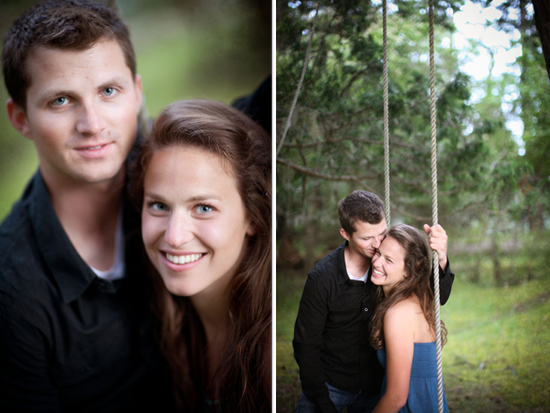 Couple on a swing in the woods