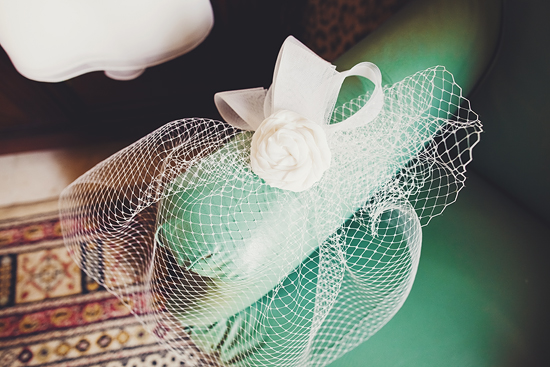 Vintage birdcage veil with rose and bow detail