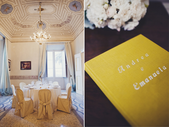 Elegant wedding reception venue with Andrea and Emanuela's names