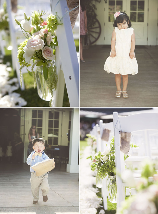 Adorable flower girl and ring bearer at wedding ceremony