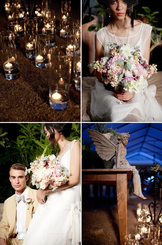 Romantic wedding with candles and flowers