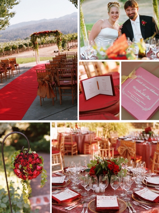 Elegant vineyard wedding ceremony and reception details