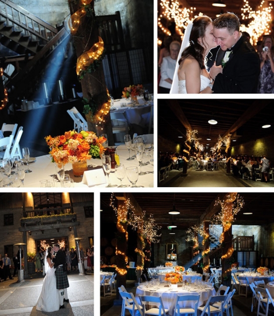 Charming wedding reception in a stone winery venue