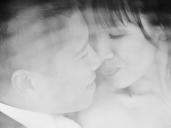 Couple's tender loving embrace