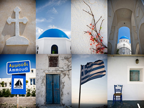 Greek island churches and town signs