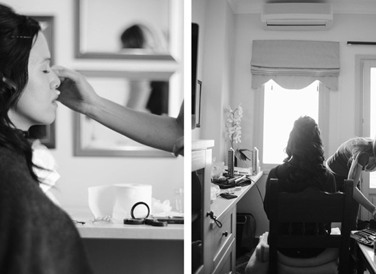 Bride getting makeup application