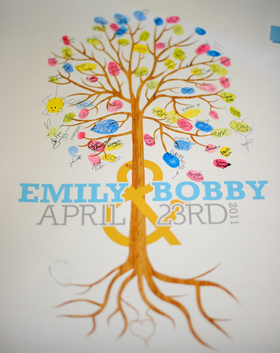 Emily and Bobby's fingerprint guestbook tree