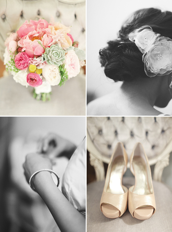 Pretty wedding bouquet and shoes