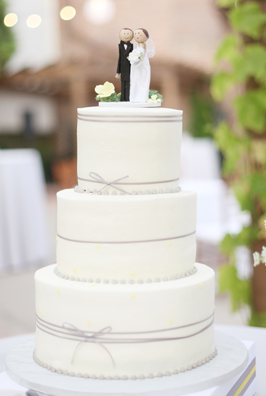 Wedding cake with bride and groom topper