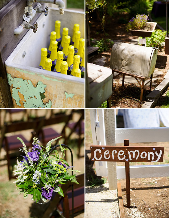 Rustic outdoor wedding details ceremony setup